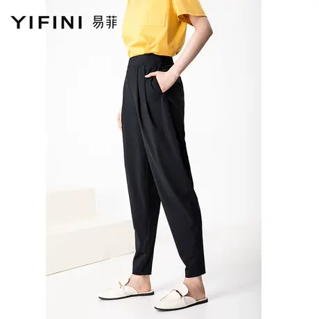 Yifini/易菲韩版高腰萝卜裤宽松薄款长款休闲裤垂感束脚裤女夏季商品大图