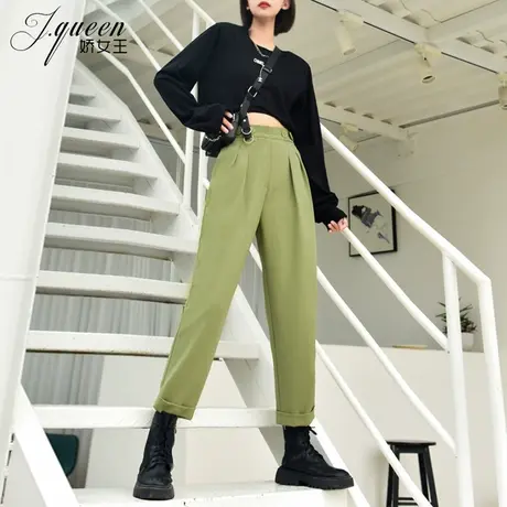 高腰九分哈伦裤女春秋季韩版宽松显瘦卷边小脚裤休闲百搭萝卜裤子商品大图