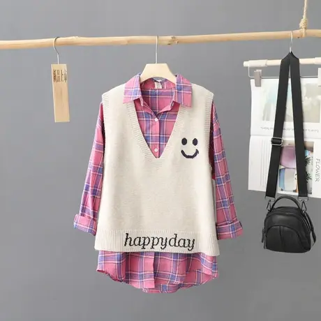 针织打底衫毛衣女无袖2023年新款宽松V领马甲上衣叠穿马夹毛背心图片