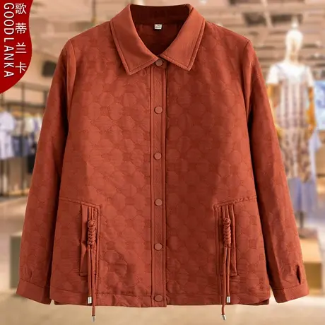 大码中年胖妈妈春秋款休闲洋气上衣2023新款宽松时尚翻领夹克外套商品大图