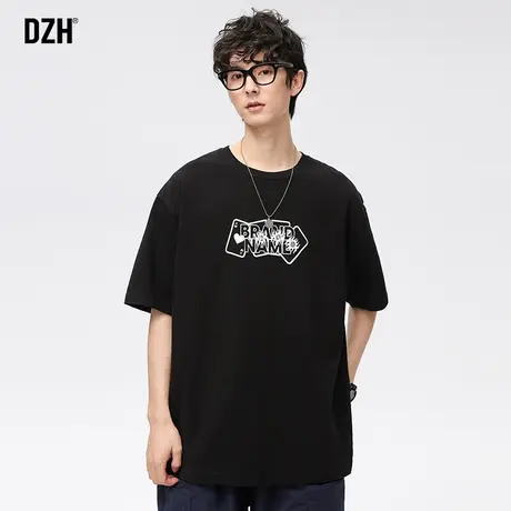 男士黑色短袖潮牌纯棉半袖体恤夏季男装2023年新款美式t恤男重磅商品大图