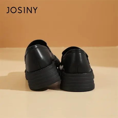 Josiny/卓诗尼乐福鞋女2024新款春季女鞋子厚底英伦风一脚蹬单鞋商品大图
