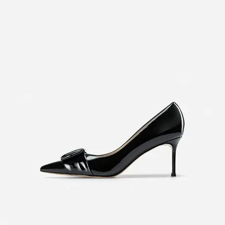 Nine West/玖熙高跟鞋2023年春季新款尖头细跟漆皮蝴蝶结通勤单鞋图片