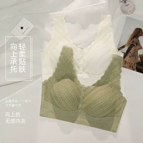 无痕内衣女小胸聚拢软支撑收副乳防下垂美背薄款无钢圈蕾丝文胸罩商品大图