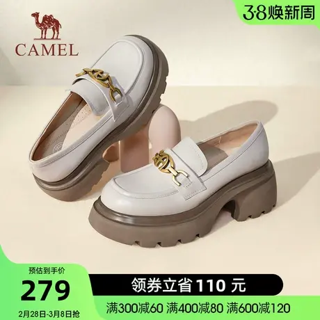 骆驼女鞋2024春季新款百搭休闲增高厚底单鞋时尚闲英伦风乐福鞋女图片