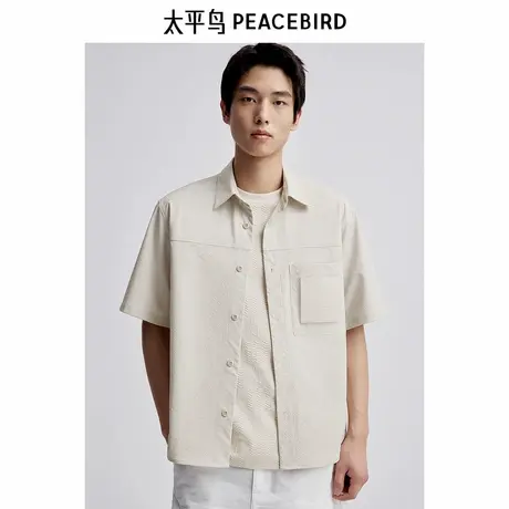 太平鸟男装衬衫新款宽松肌理泡泡纱 B1CJE24图片