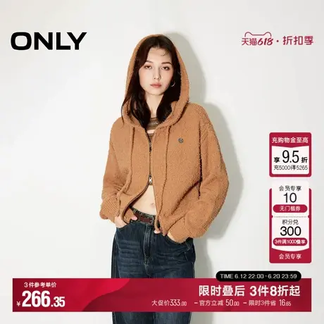 ONLY秋季可爱少女含羊毛连帽长袖针织衫女|12443B010商品大图