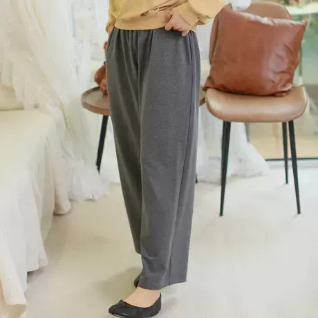 胖妹妹秋装休闲宽松全棉针织长裤 大码休闲图片