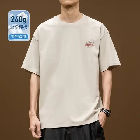 260g重磅纯棉短袖t恤男2025夏季美式潮流印花宽松半袖打底衫大码商品大图