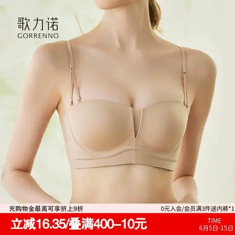无痕内衣女士小胸聚拢收副乳肤色超薄款无肩带防滑抹胸无钢圈文胸商品大图