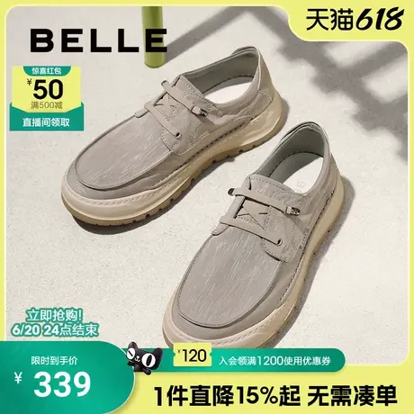百丽男士透气布鞋2025夏季新款舒适一脚蹬套脚休闲爸爸鞋A1904BM5商品大图