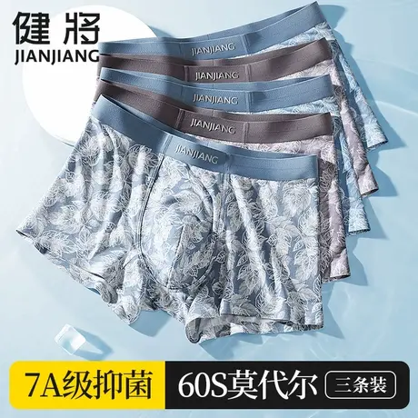 健将内裤男士莫代尔纯棉抗菌平角裤头男生青少年无痕冰丝四角短裤商品大图