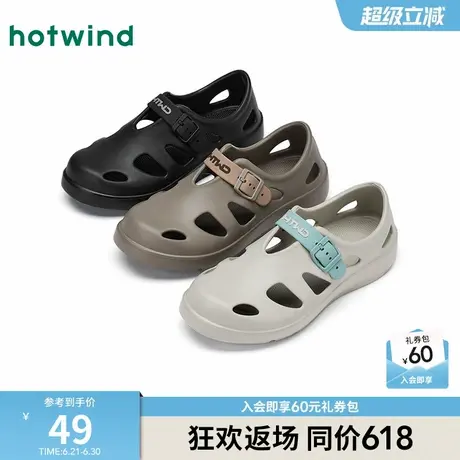 热风男鞋2025年夏季新款男士时尚凉鞋户外休闲洞洞鞋厚底外穿鞋子商品大图