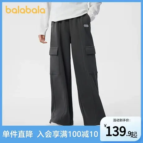 巴拉巴拉儿童裤子女童2025新款春装中大童休闲长裤时尚针织工装裤商品大图