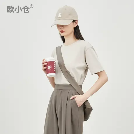 欧小仓轻运动系列 男女同版  重磅织筋骨感 双纱棉感 圆领短袖T恤图片