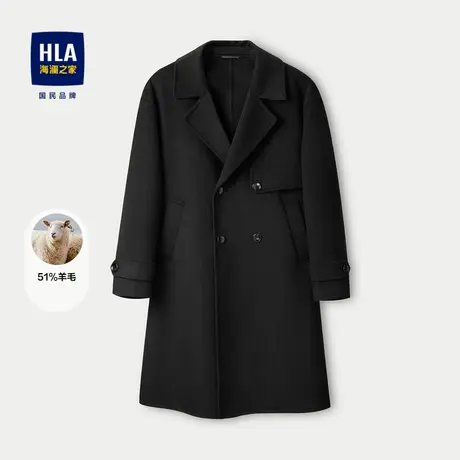 HLA/海澜之家含羊毛大衣24秋冬新款保暖有型商务绅士双面呢外套男商品大图