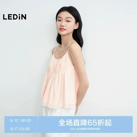 乐町超短款橡筋抽皱小衫女2025年夏季新款立体感合体舒适上衣商品大图