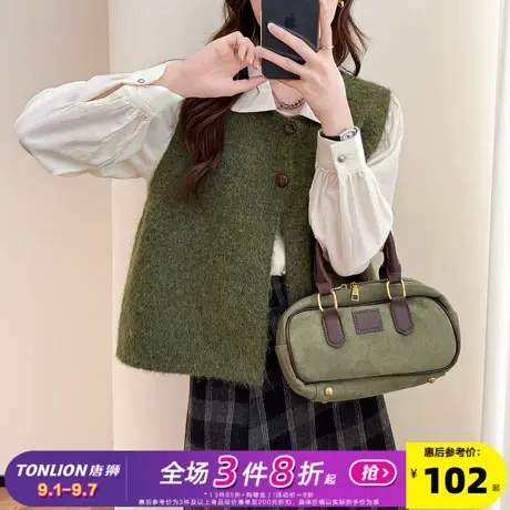 唐狮2025秋冬文艺风简约圆领开衫马甲女春秋外穿高级感百搭ins商品大图