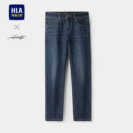 HLA/海澜之家轻商务时尚微弹牛仔裤25秋季新款休闲直筒长裤子男士图片