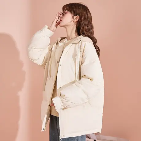【防水】唐狮羽绒外套女2024新款爆款冬装面包服韩版连帽羽绒服商品大图