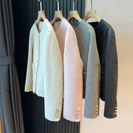 享永子【秋夜晚风】100%羊毛双面呢大衣 通勤气质厚外套女新款图片