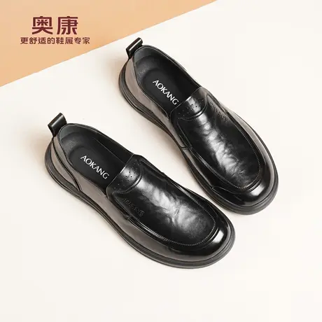 奥康 男鞋2025秋季商务休闲耐磨日常百搭防滑一脚蹬套脚皮鞋L商品大图