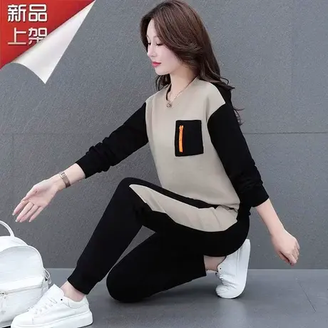 恋上17号圆领运动套装女春秋2023新款休闲服女士秋装妈妈卫衣女装图片