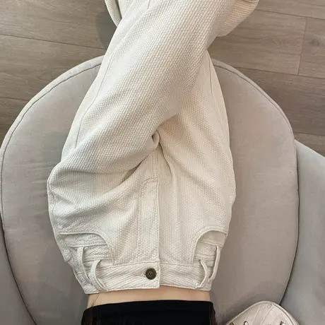 白色窄版阔腿牛仔裤女2023年秋季高腰显瘦小个子垂感宽松直筒裤子商品大图