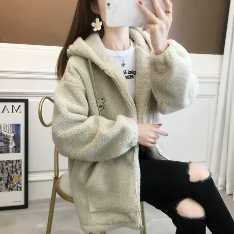 卫衣女2023新款爆款羊羔毛外套加厚洋气时尚慵懒风开衫女装上衣潮图片