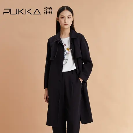 Pukka蒲牌女装棉麻风衣2022春装新款设计感中长款棉外套商场同款商品大图