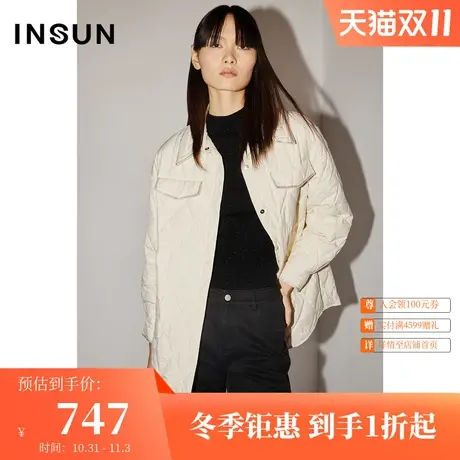 [轻商务]恩裳COVER秋季宽松衬衫式薄款白鸭绒羽绒服女商品大图