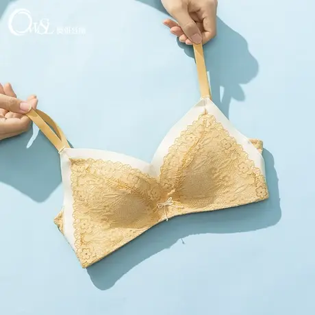 内衣女小胸聚拢文胸无钢圈AB杯上托调整型性感蕾丝胸罩奥维丝丽商品大图
