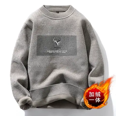 雪尼尔毛衣男冬季加厚加绒韩版潮套头针织衫休闲百搭一体绒线衣my商品大图