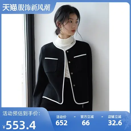 嘉茱莉2025春季新款小香风毛呢外套女小个子短款上衣外套1OO羊毛商品大图