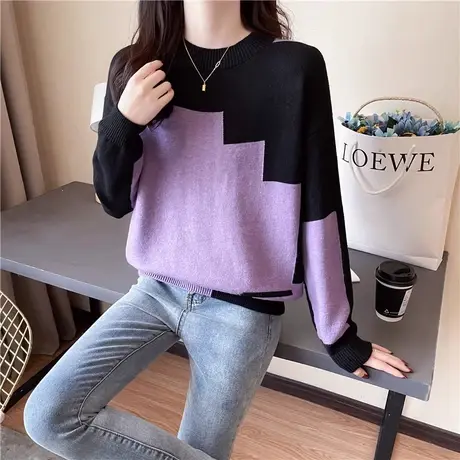 套头毛衣女秋冬2023新款外穿打底内搭宽松欧货慵懒风洋气针织上衣商品大图