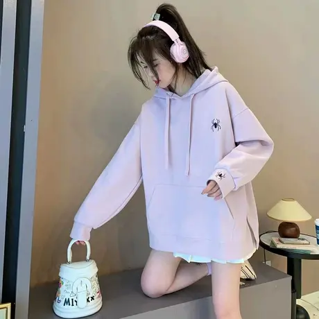 宽松休闲连帽卫衣外套女2024新款早春季时尚洋气减龄chic港味外套图片