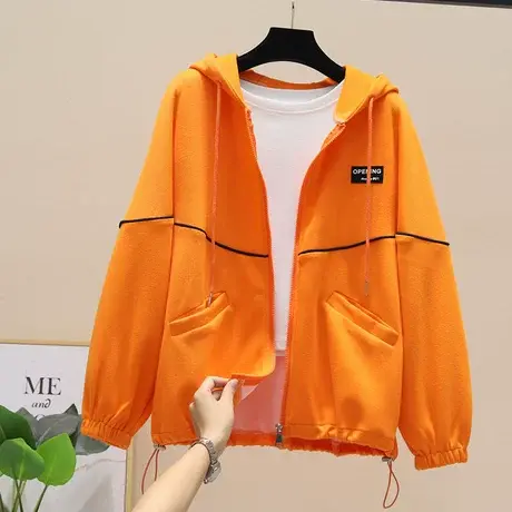 卫衣女春秋薄款2023年新款韩版宽松慵懒风短款开衫拉链外套上衣潮商品大图