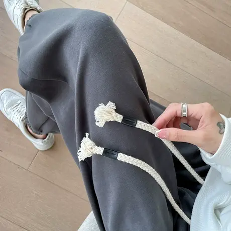 灰色运动裤女春秋季宽松休闲高腰显瘦小个子阔腿哈伦灯笼束脚卫裤商品大图