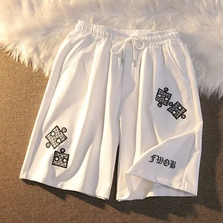 阔腿短裤女夏季薄款宽松高腰大码胖mm显瘦直筒中裤休闲运动五分裤图片