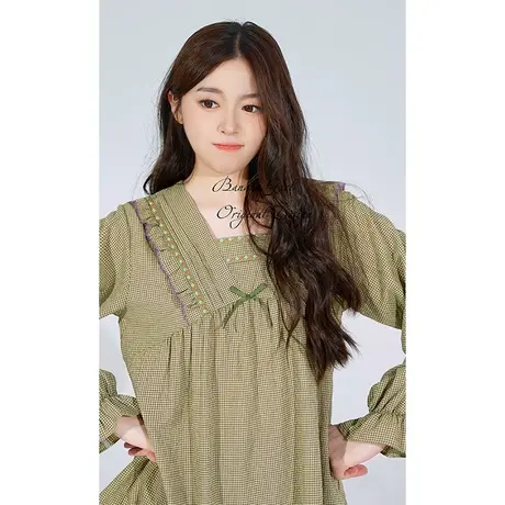 Bananagirl【不易皱】长袖宽松大码格子春秋新款睡衣女款家居服套商品大图