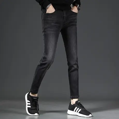 九分牛仔裤男春秋季2023新款黑色修身小脚裤弹力男士裤子9分裤男商品大图