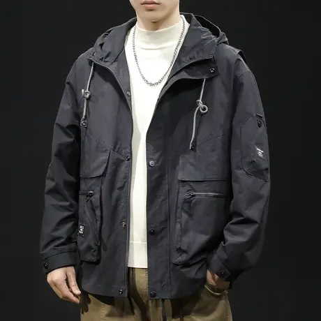 冲锋衣男外套春秋潮牌男装工装大码男款衣服连帽2024新款男士夹克图片