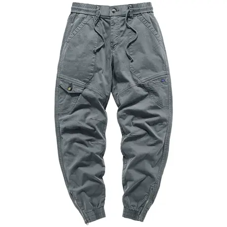 VIP多口袋工装裤男潮牌抽绳束脚裤薄款宽松哈伦小脚裤复古休闲裤商品大图