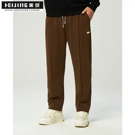 黑劲休闲男装长裤秋季加肥加大300斤胖子宽松直筒字母刺绣潮裤子商品大图