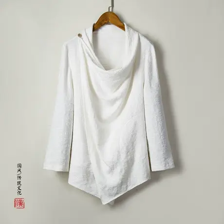 中国古风棉麻唐装禅意仙气汉服男装风衣外套古装长衫文艺道士长袍图片