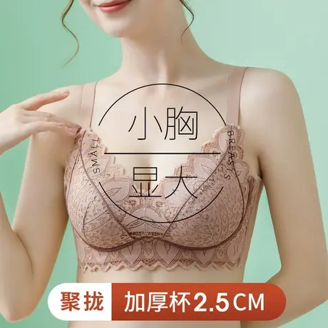 内衣女夏季小胸聚拢显大收副乳无钢圈文胸无痕调整型蕾丝性感胸罩商品大图