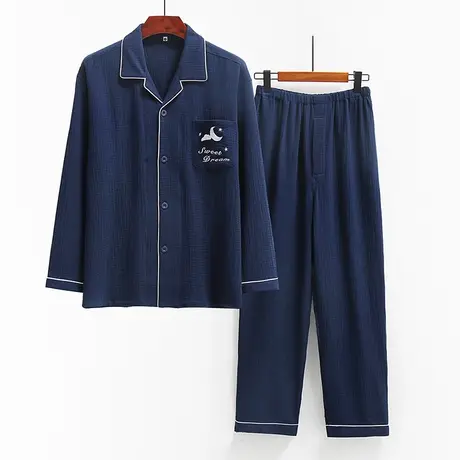 男土唾衣棉中年爸爸男士睡衣四季款中年人春秋加肥加大长袖图片