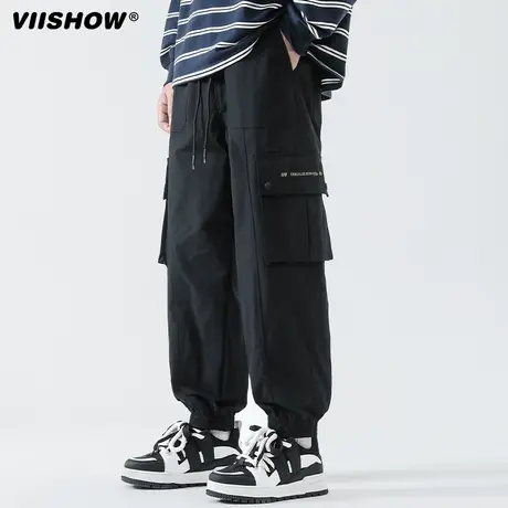 VIISHOW机能工装裤男士秋冬款大码宽松直筒阔腿美式潮男休闲长裤商品大图
