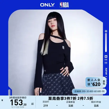 ONLY奥莱2023夏季新款NBA联名款辣妹风修身露肩针织衫商品大图