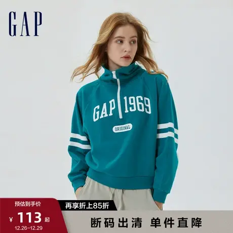 【断码优惠】Gap女装秋季LOGO短款法式圈织软卫衣美式复古591011图片
